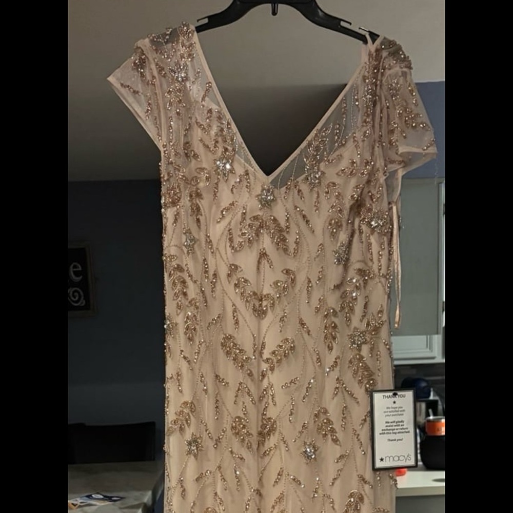 Adrianna Papell Champagne Sequin Gown